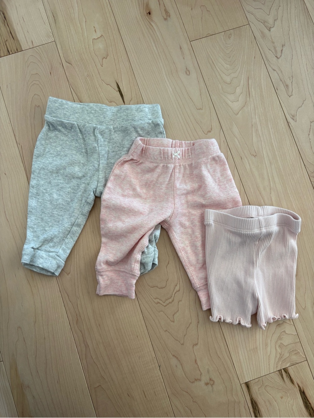 Old Navy Girls Heather Gray & Pale Pink Leggings Set - 3 Pack